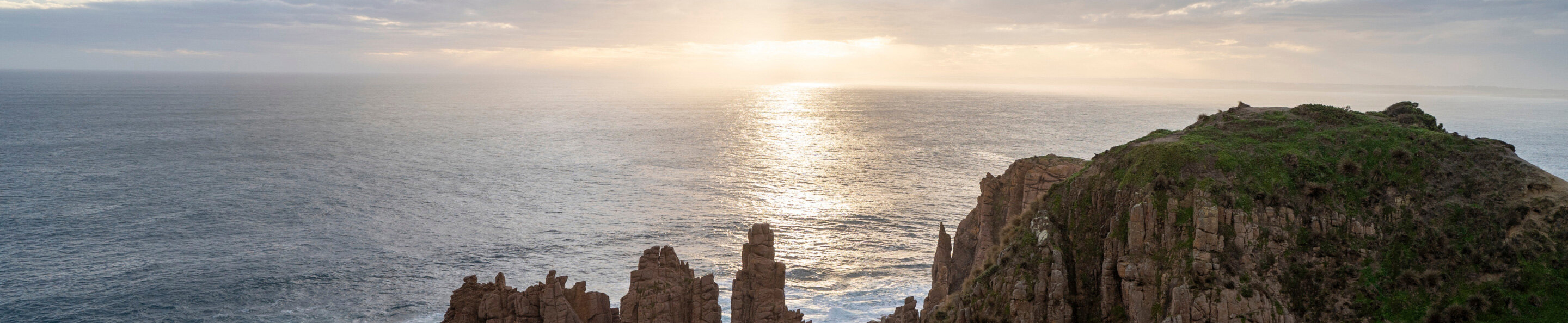 Sun rising over sea view