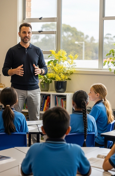 Teacher working with a gifted and talented student in class