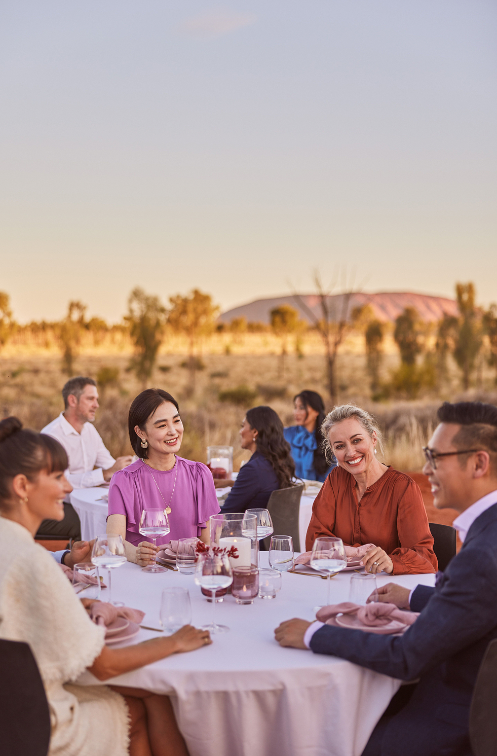 People enjoying fine dining at Sounds of Silence, Uluru-Kata Tjuta National Park, Northern Territory