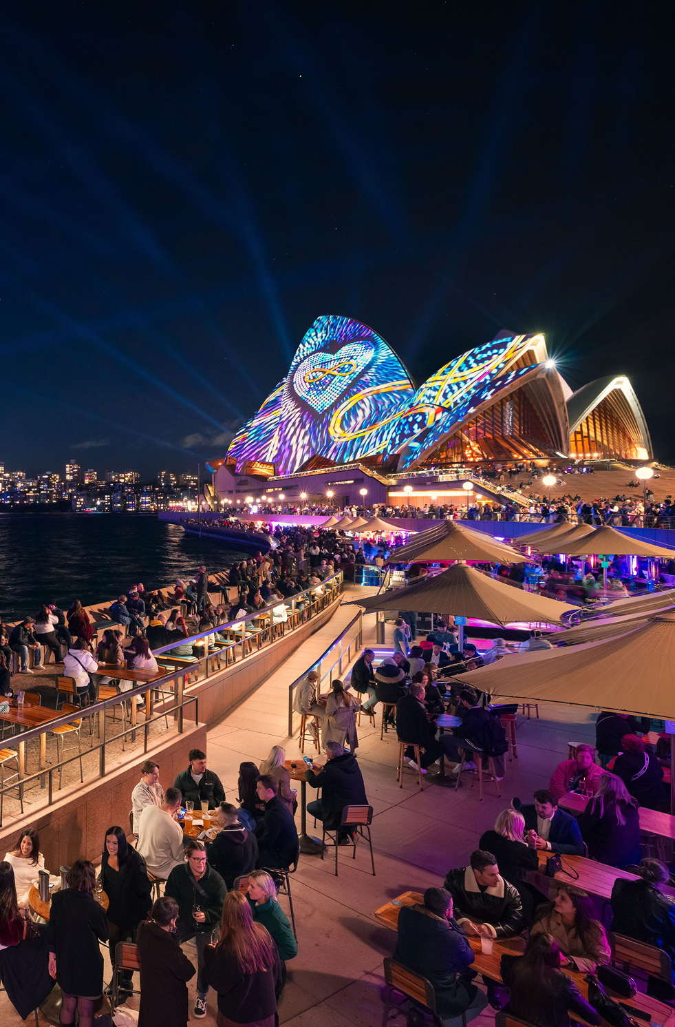 Vivid festival lights illuminating the Sydney Opera House