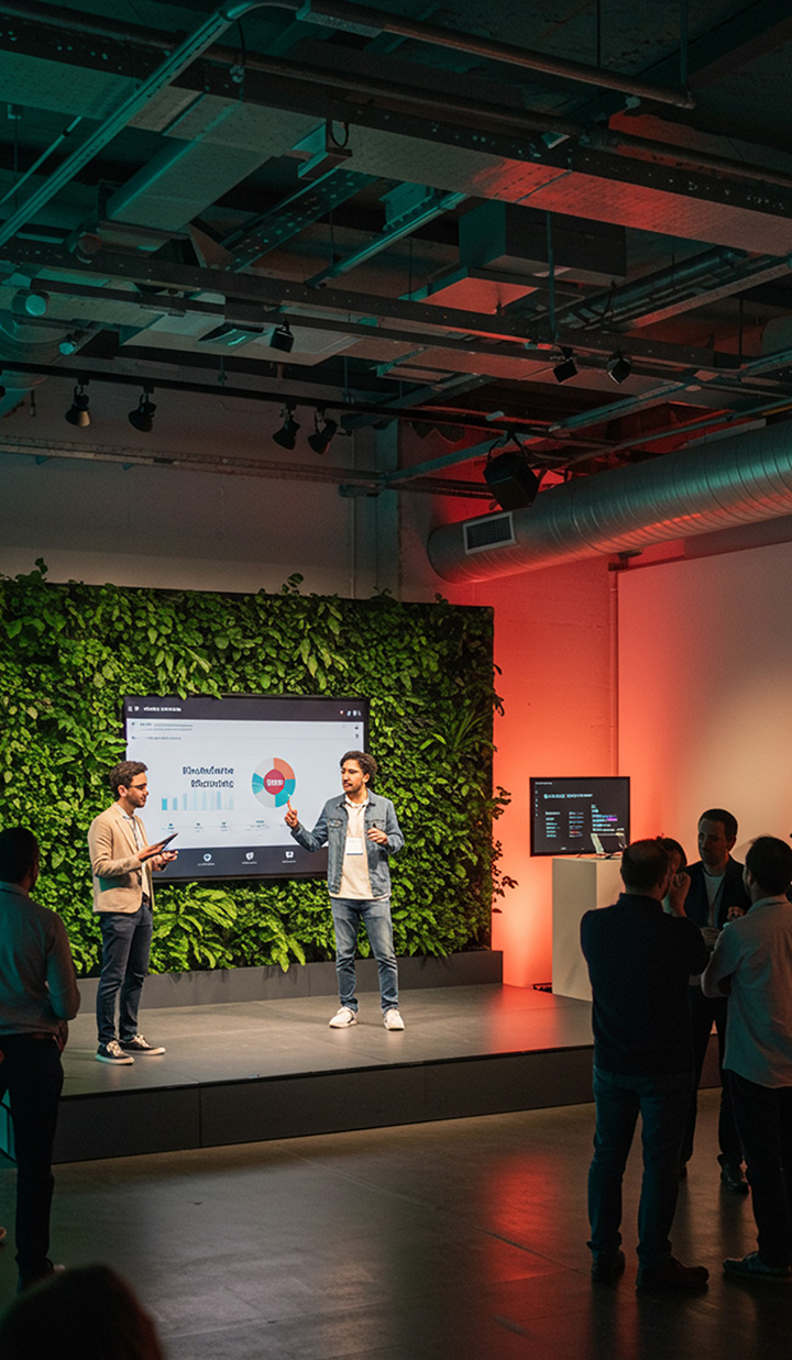 A business conference where results are being presented