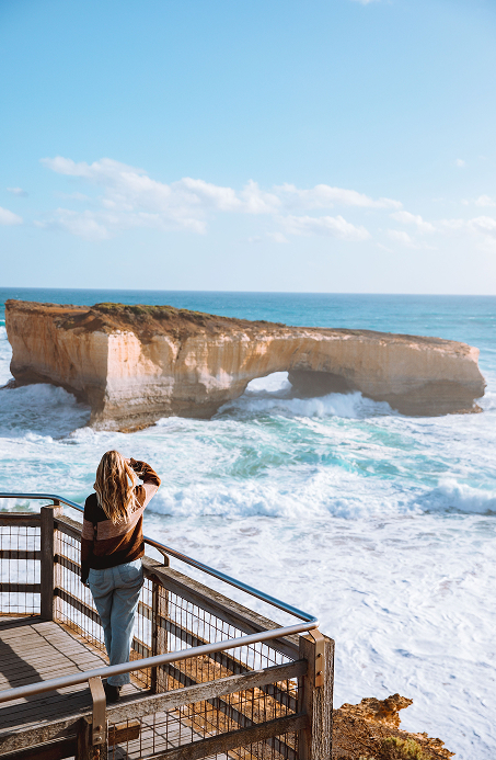 Woman in coastal path Austrlian coastline