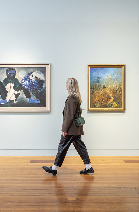 Person walking through Bendigo Art Gallery, one of Australia’s oldest and largest regional galleries.