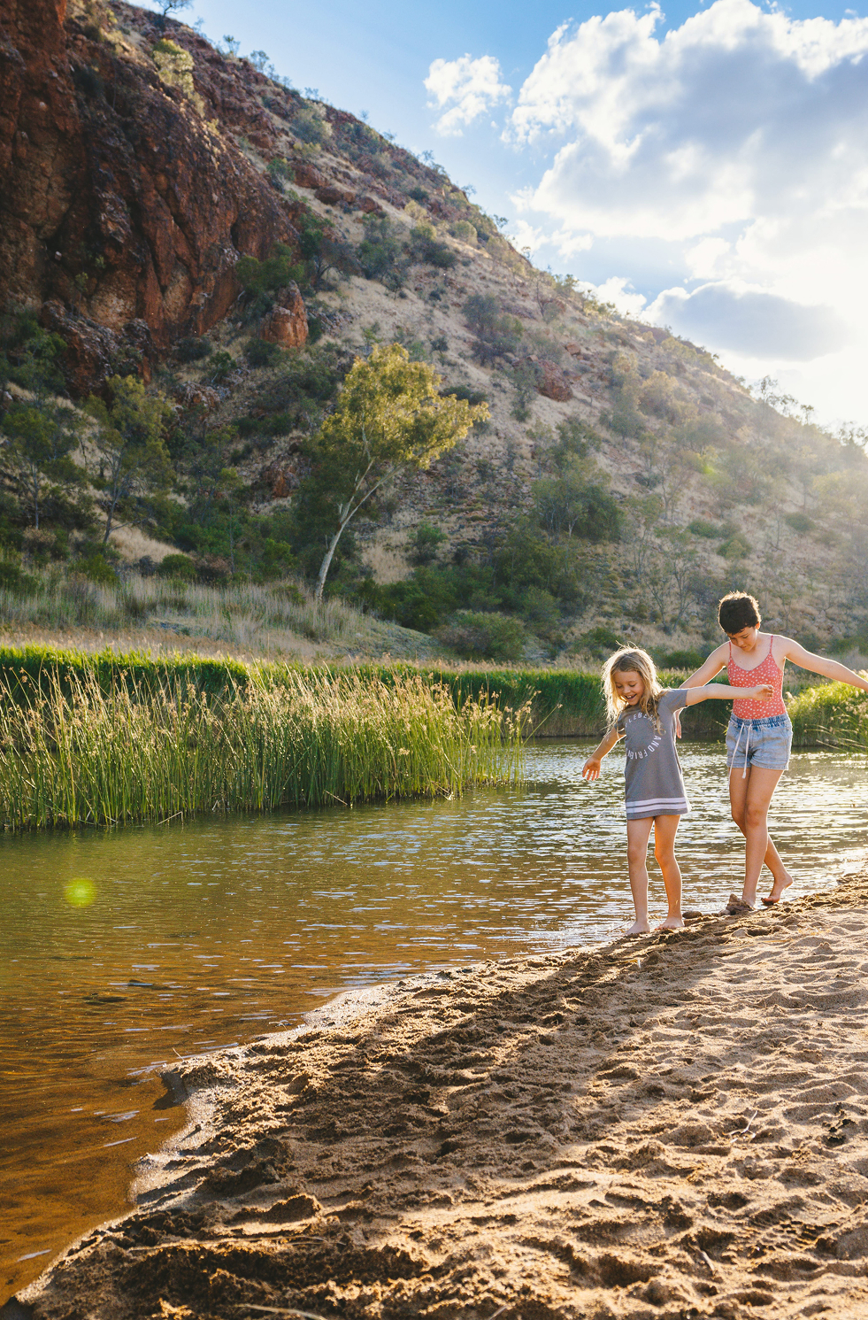 Children down by Australian creek