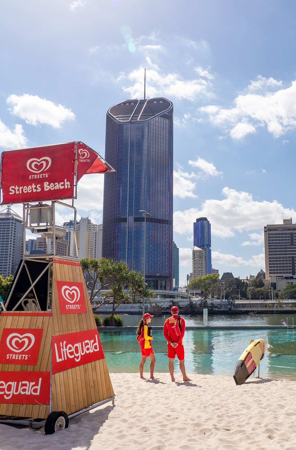 Lifeguards on duty at Streets Beach, South Bank, Brisbane.