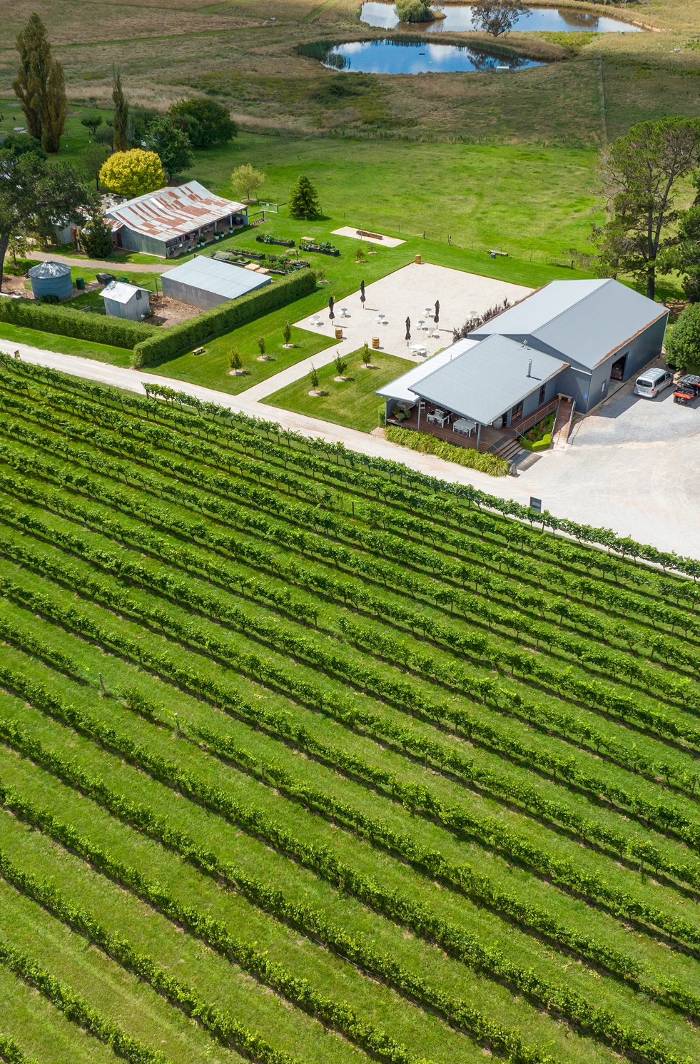 Aerial view of a winery in Nashdale, Orange 