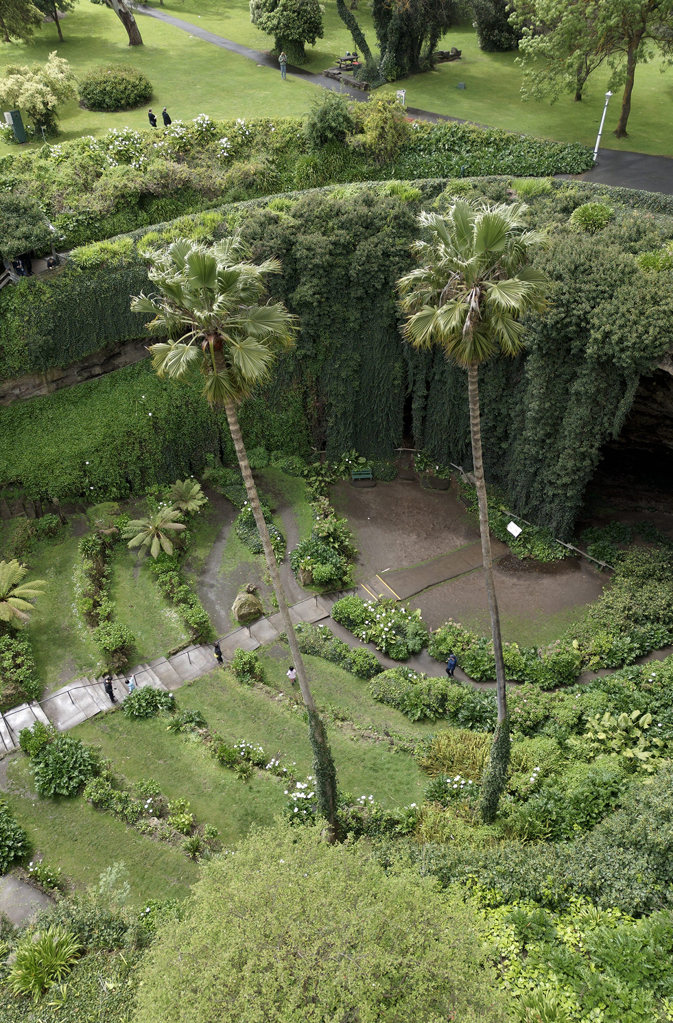 Aerial view of Umpherston Sinkhole, Mount Gambier