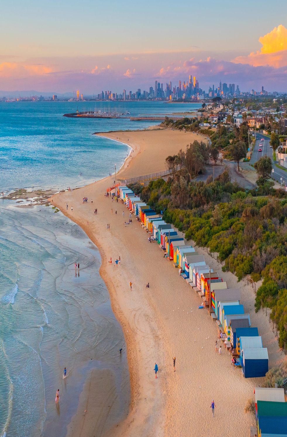 Aerial view of Brighton Beach, Melbourne