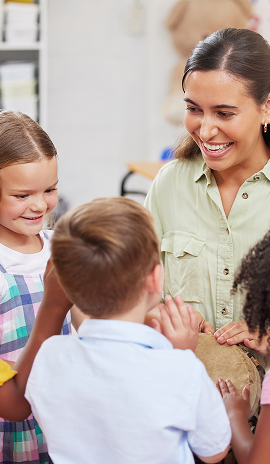 Early learning educator with children