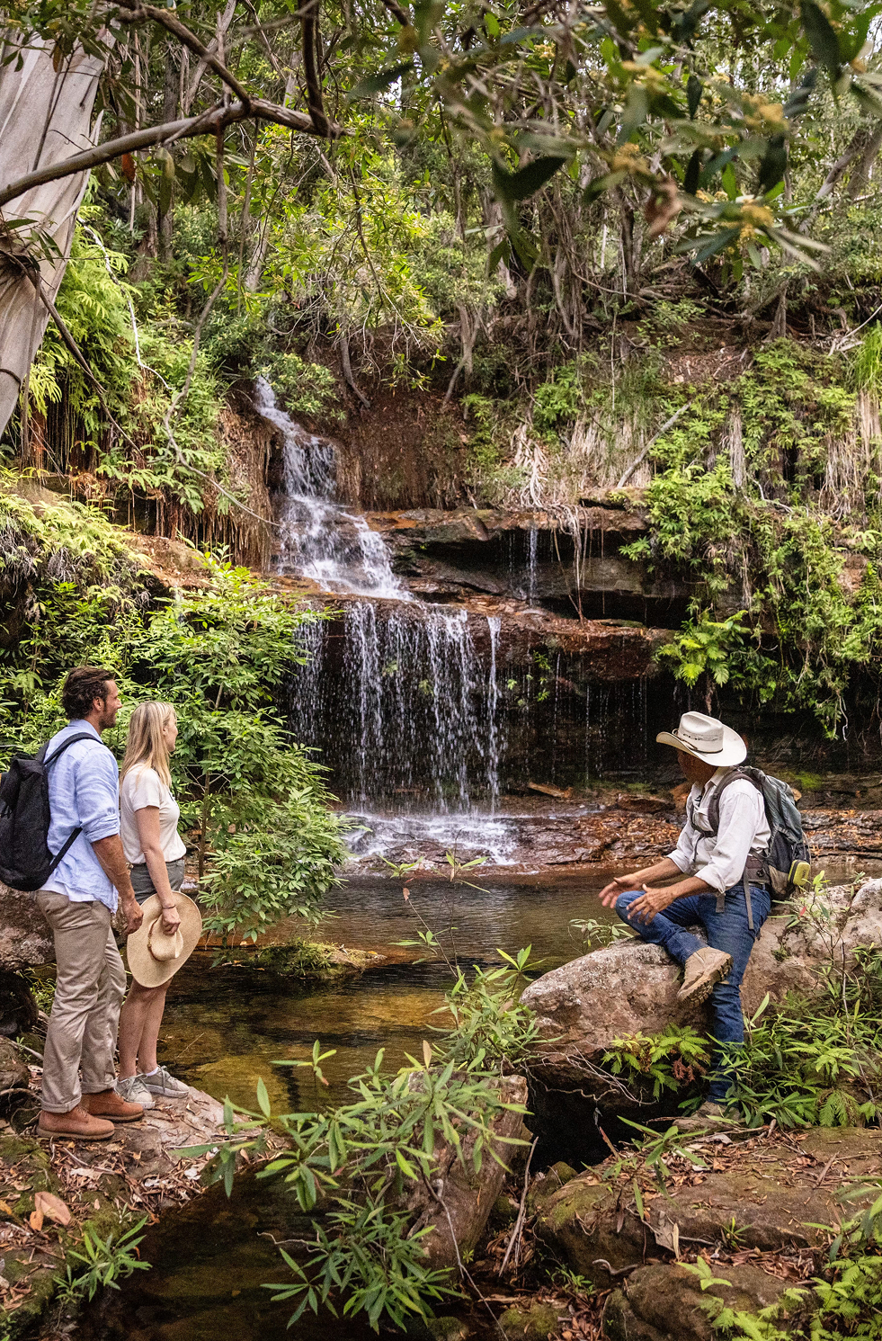 Couple hiking in Australian rainforest