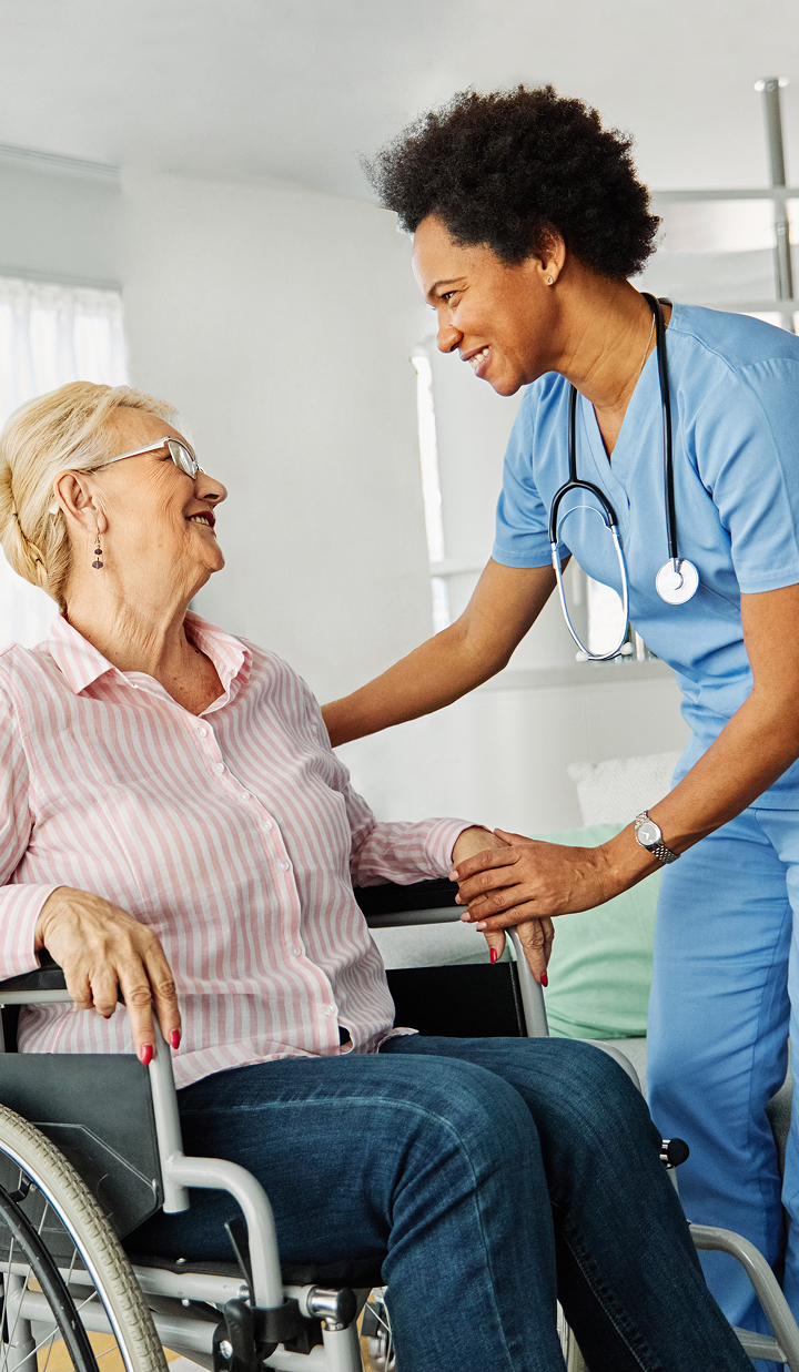 Nurse and patient in hospital