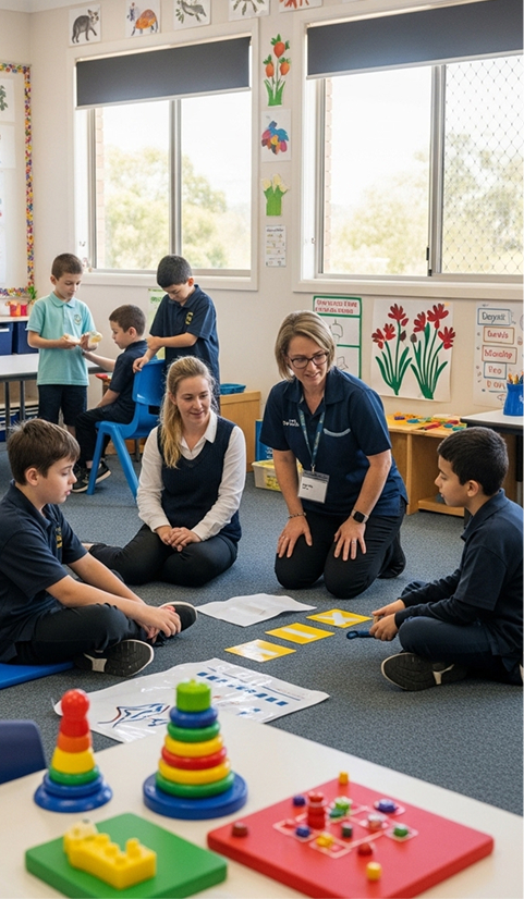 Teachers students activity classroom.