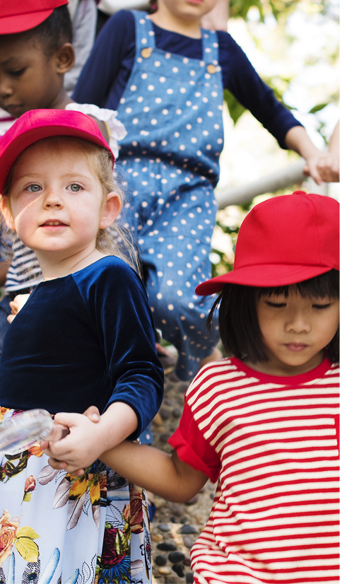 Diverse group of children on a fieldtrip