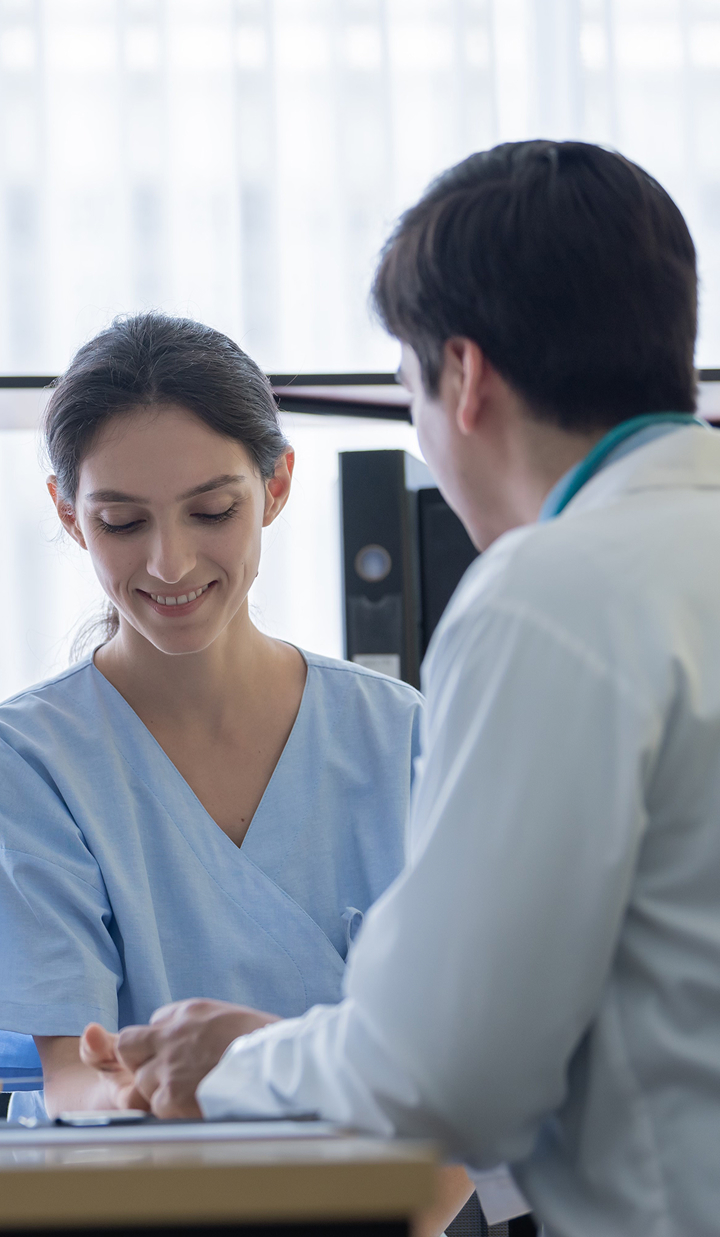 a doctor take care of sick patient woman at the hospital