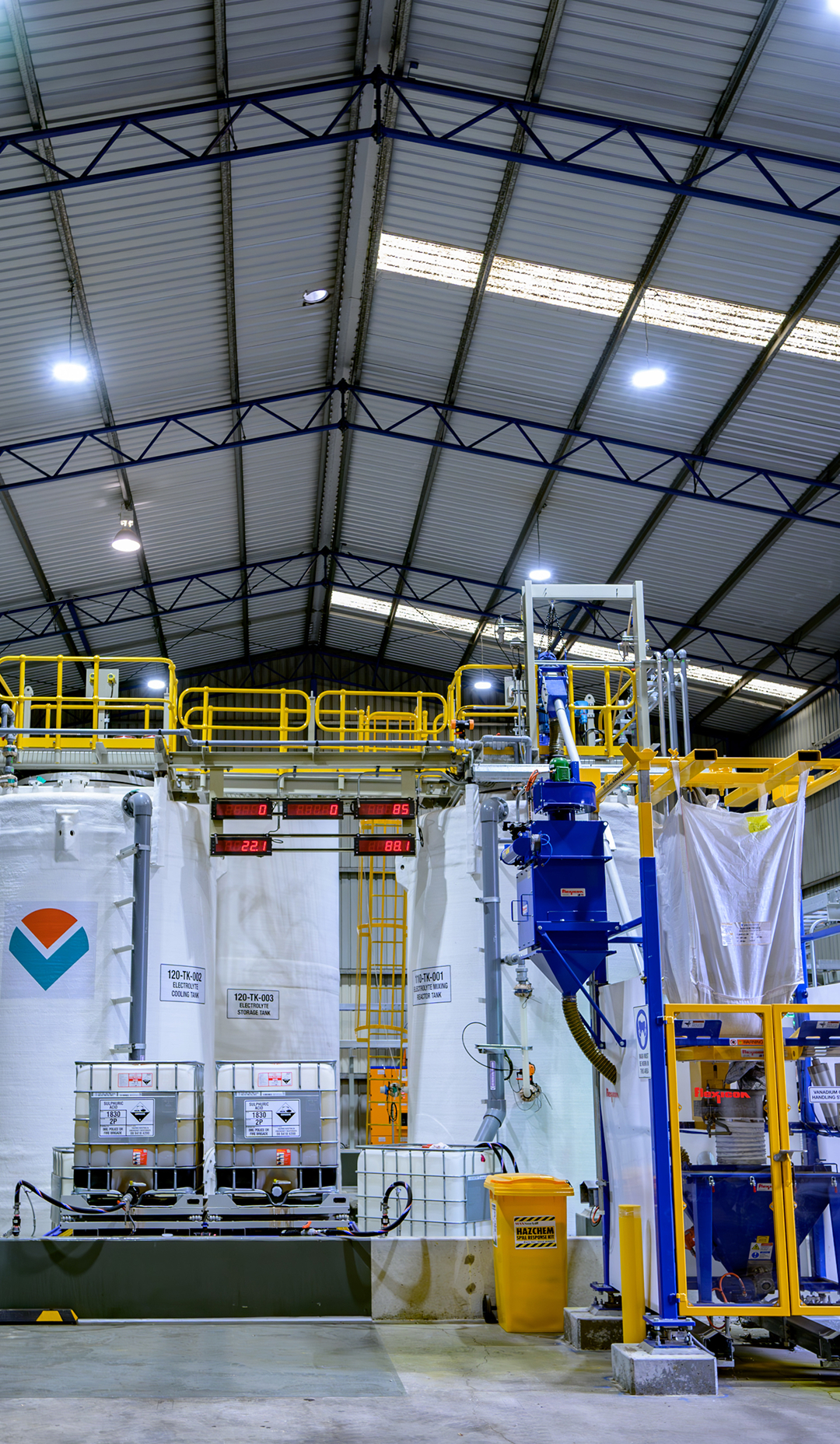 Warehouse with large tanks and pipes