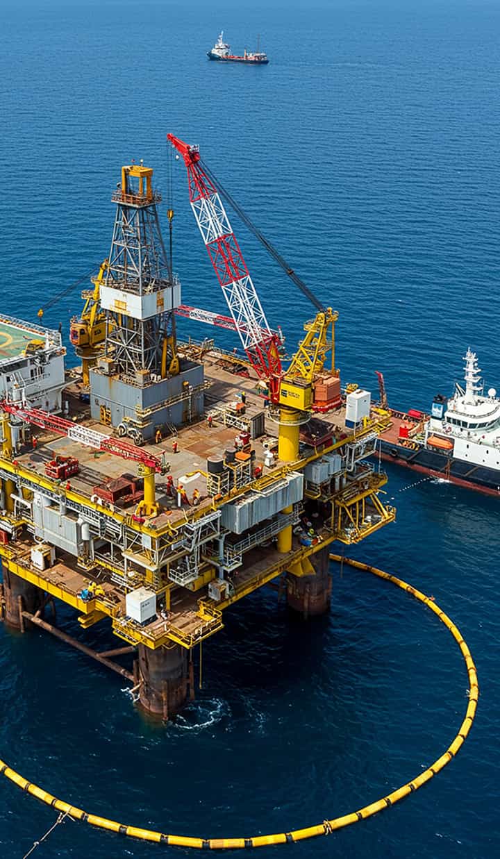 yellow floating platform ocean renewable energy