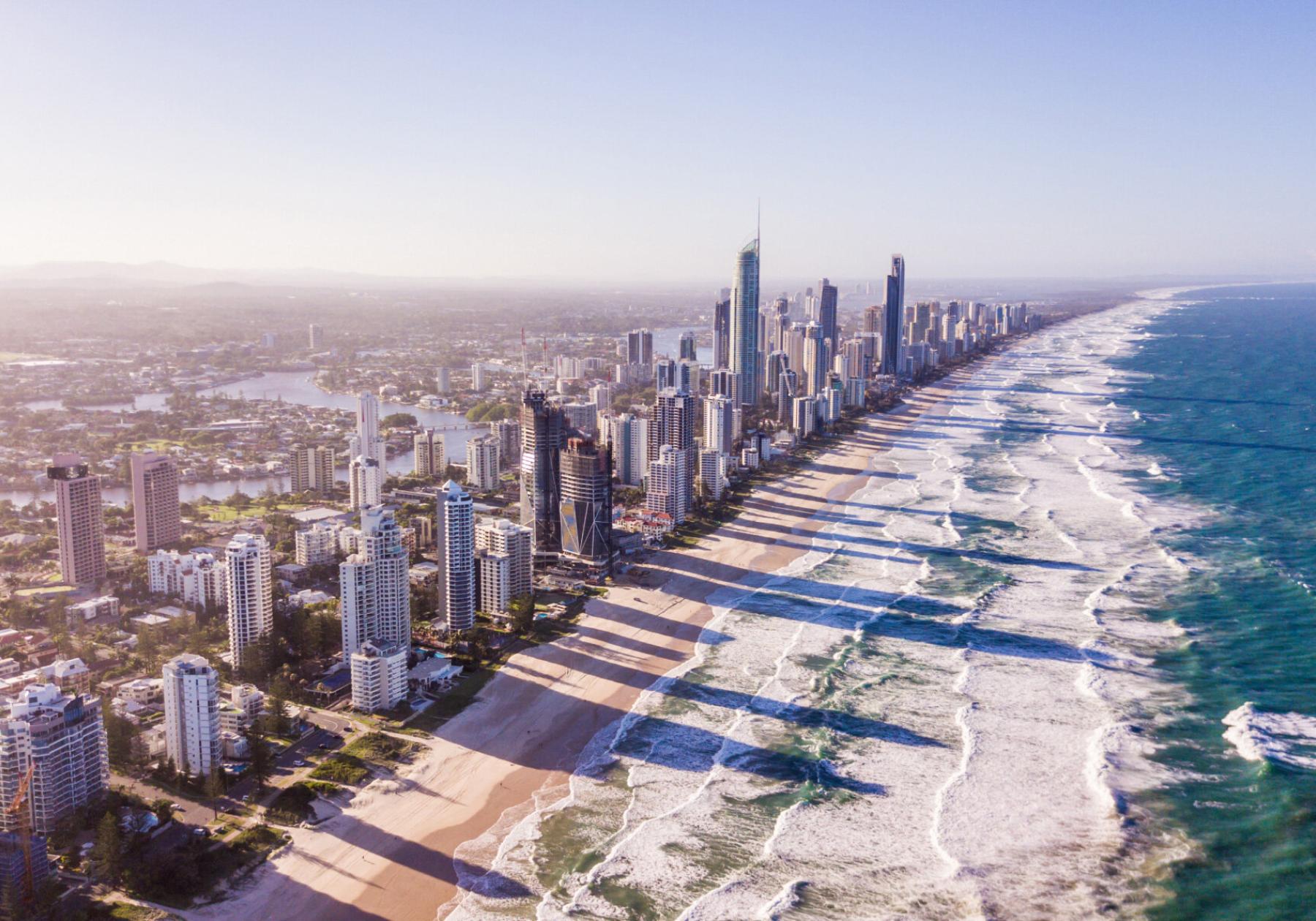 an ariel view of the Gold Coast