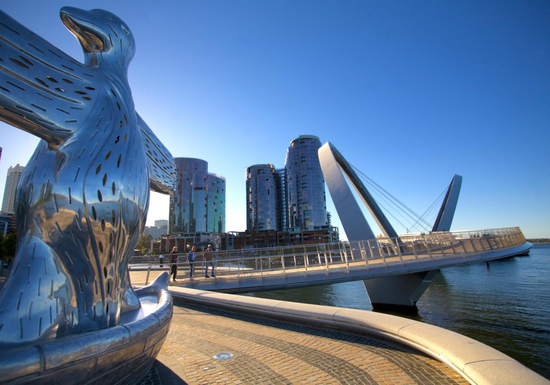 a sculpture by the water at Elizabeth Quay